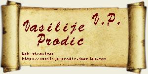 Vasilije Prodić vizit kartica